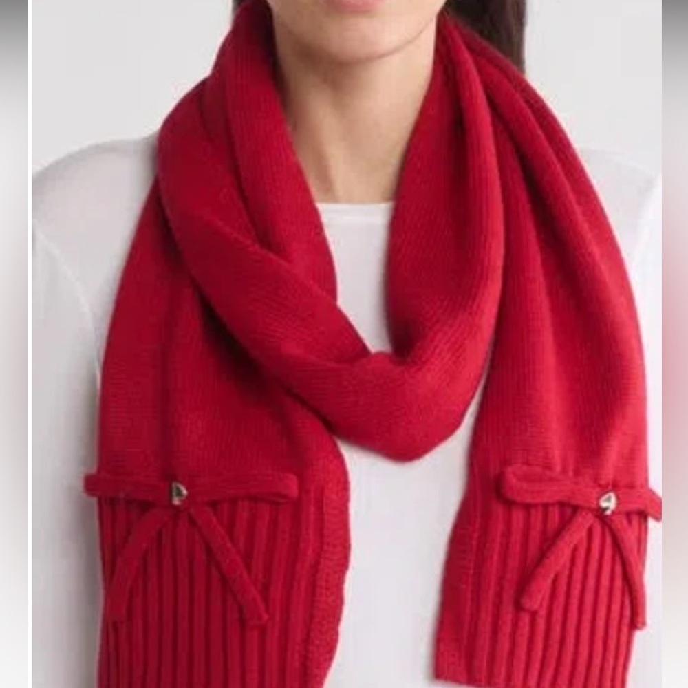 Kate Spade New York Bow Knit Scarf In Garnet Red